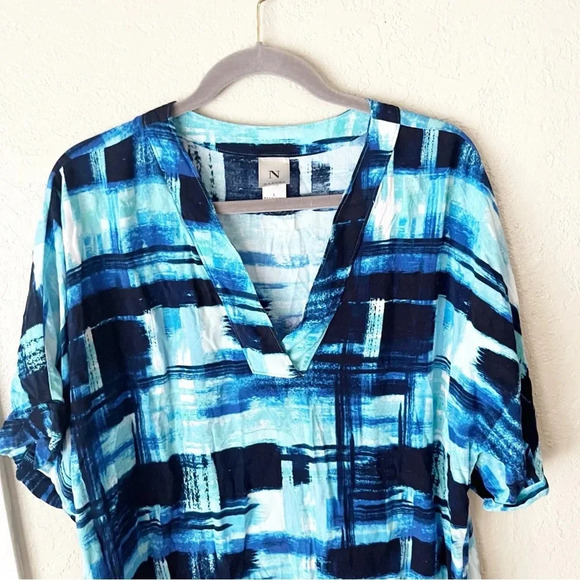Natori Sleep Shirt Women's Large Glaze Dynasty Blue Abstract Print Lounge - Picture 3 of 9